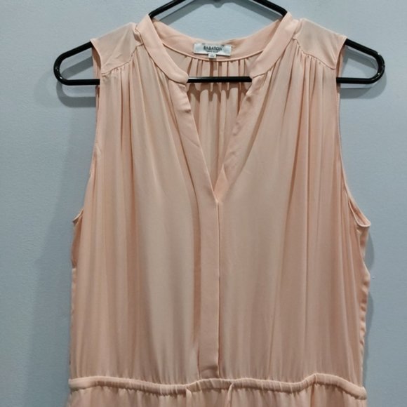 Aritzia Babaton Benedict Button Up Silk Shirt Dress Small Peachy Pink - Picture 3 of 7